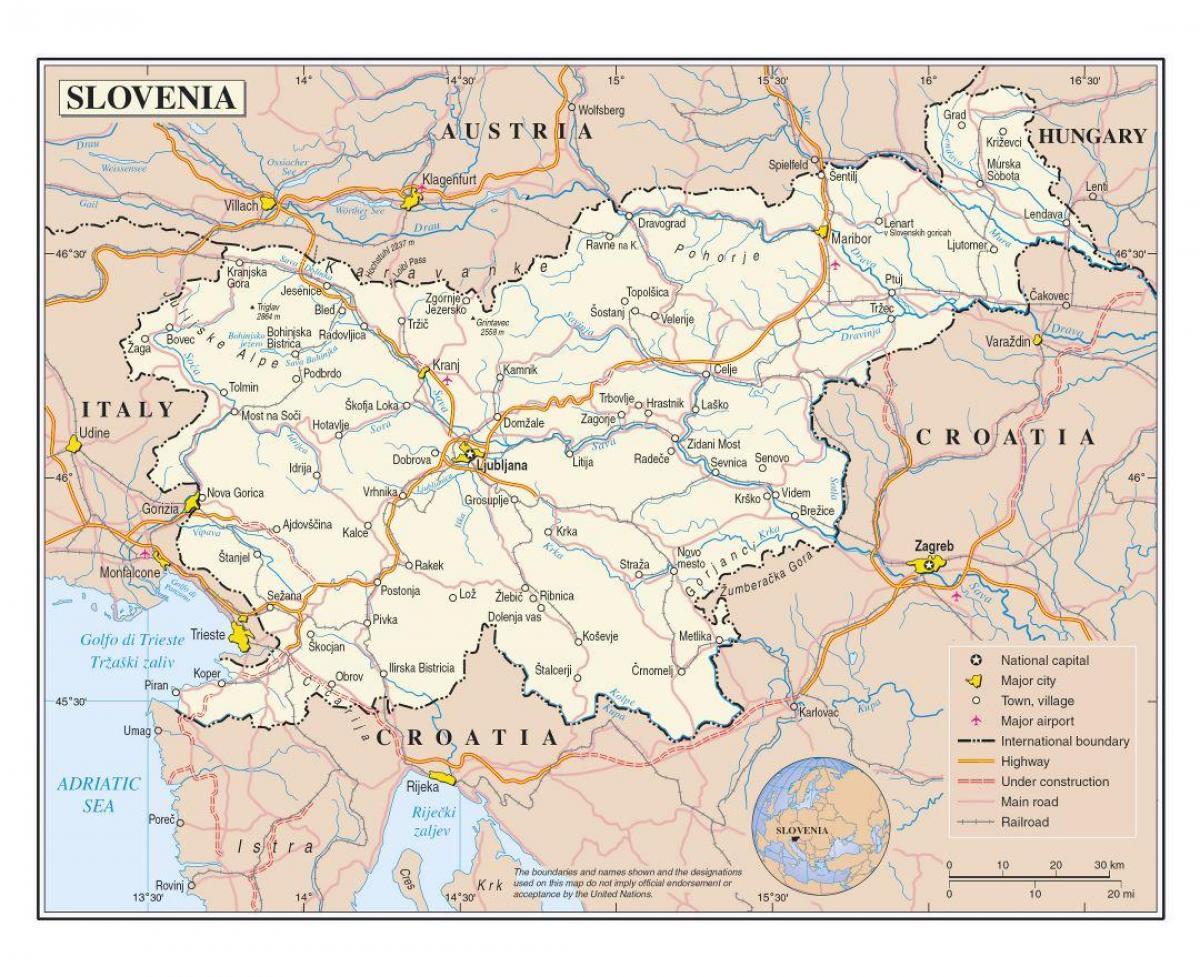 نقشه فرودگاههای اسلوونی
