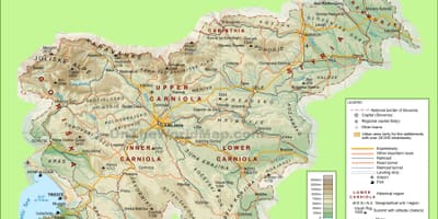 نقشه از اسلوونی فیزیکی